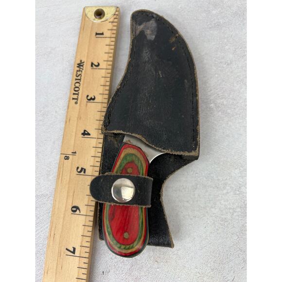 Pakistan Short Blade/ Plain Edge/ Multi Colored Wood Handle/ Self-Defense - Picture 11 of 12